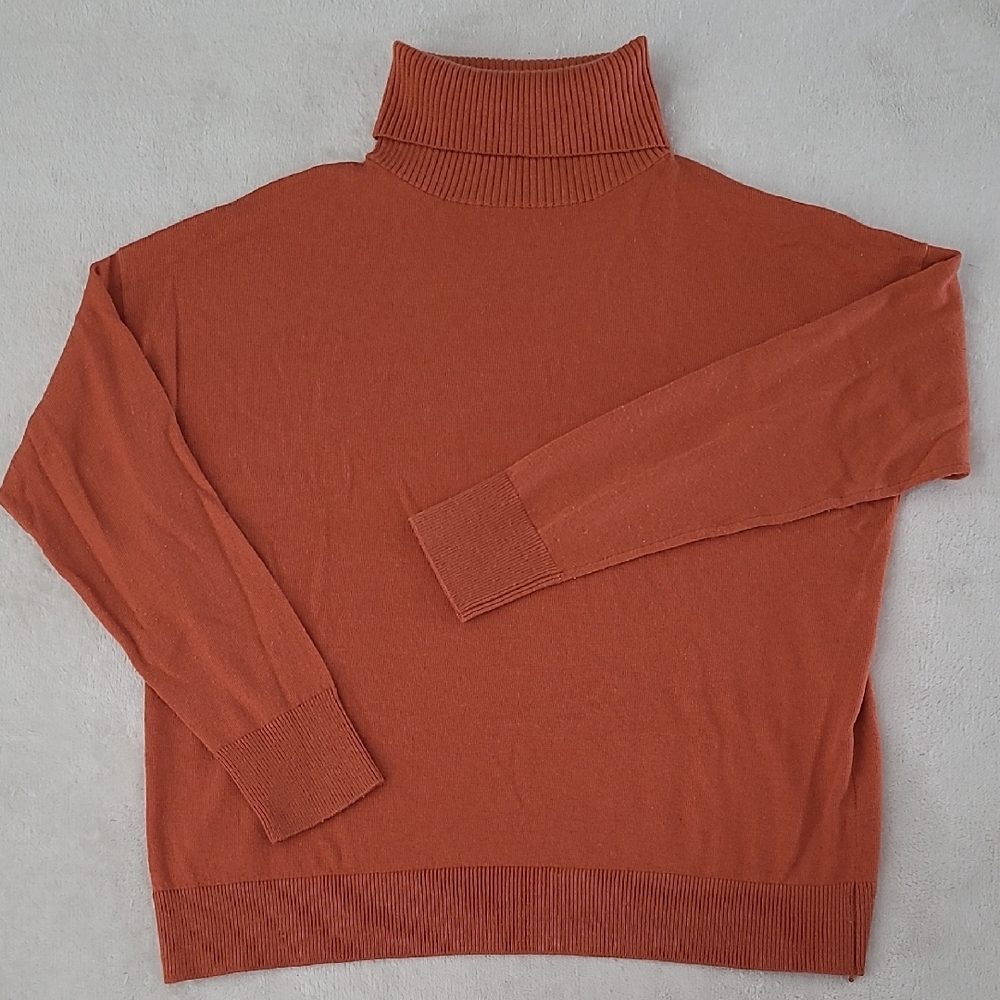 Kerisma Womens Wool Blend Turtleneck Sweater Rust Orange Long Sleeve Oversized S